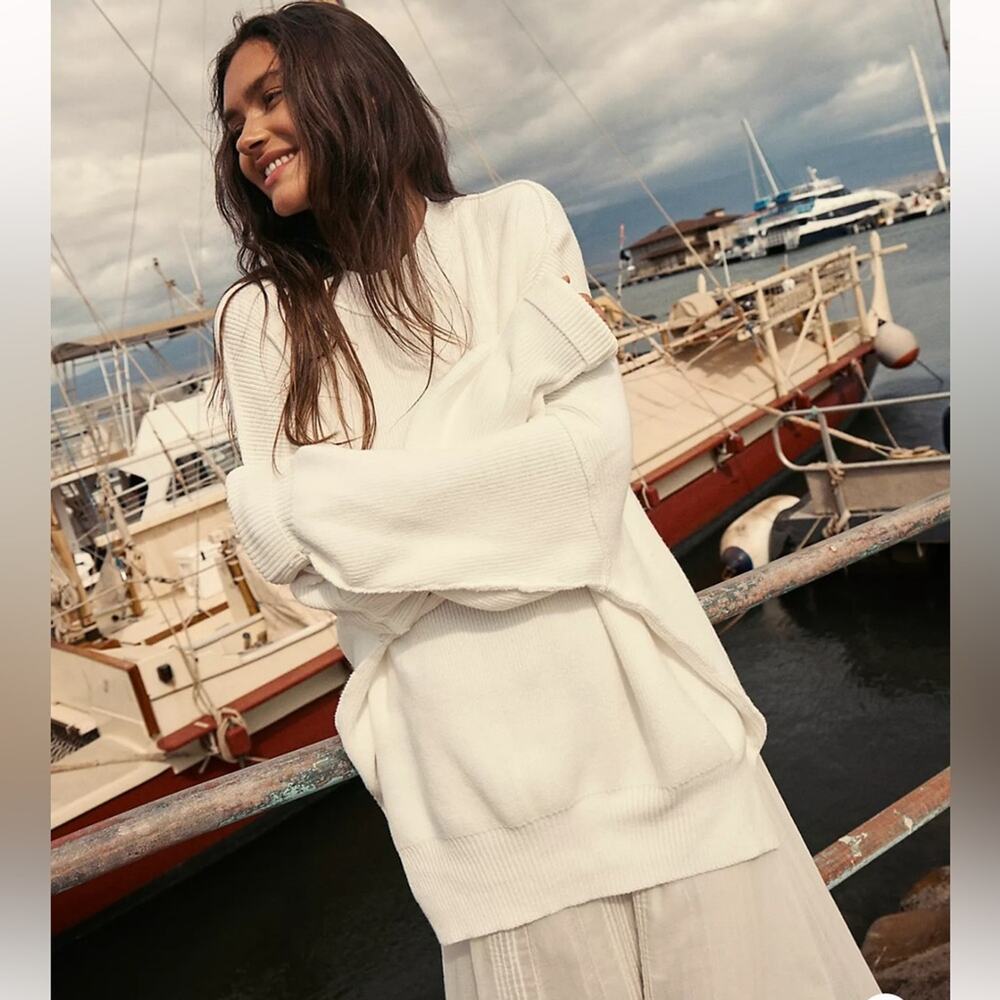 Free people easy street tunic knit in painted white